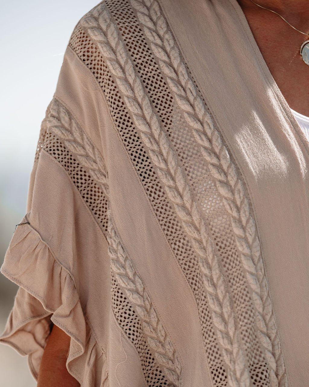 Latte Open Front Textured Kimono Product Image