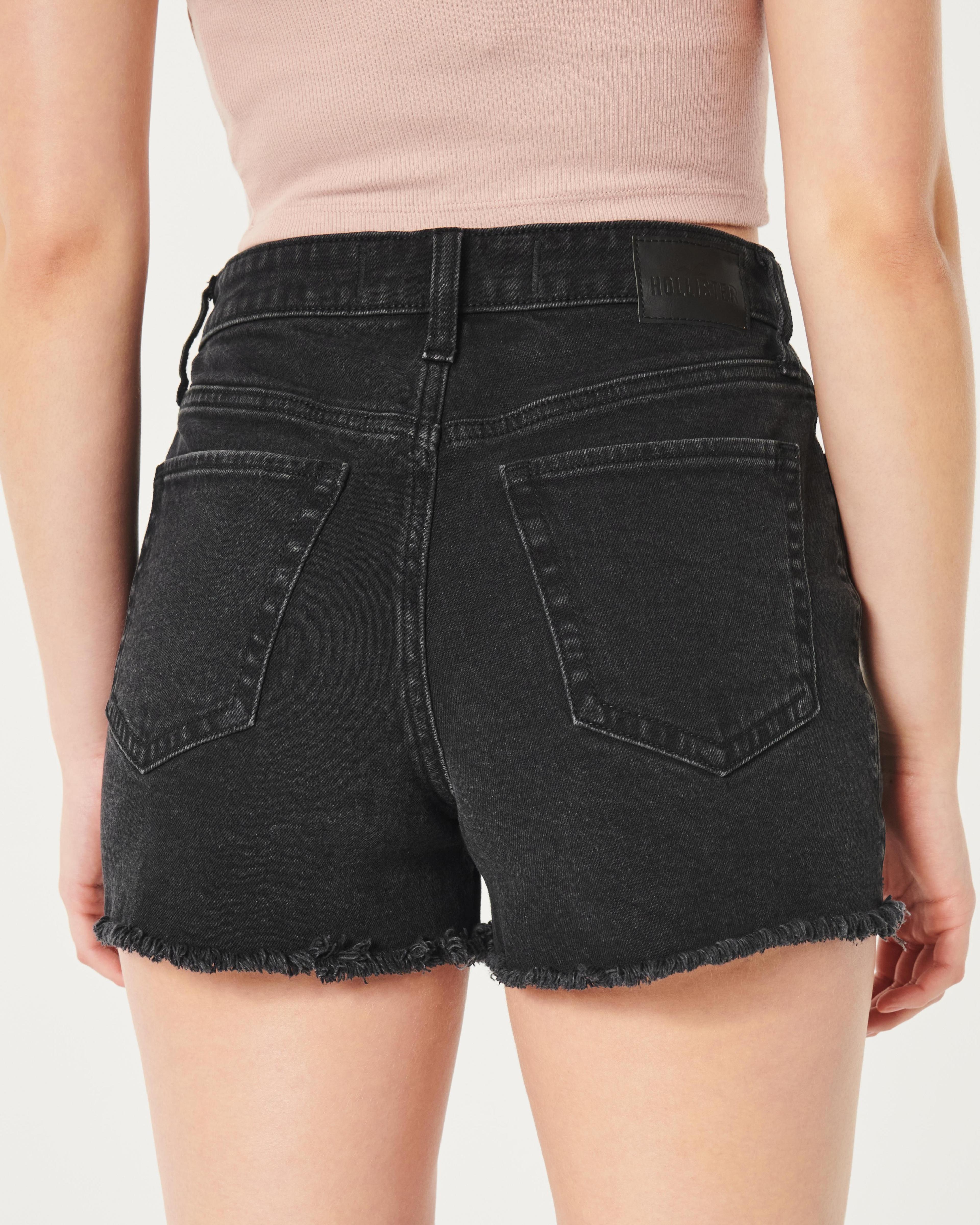 Ultra High-Rise Ripped Medium Wash Denim Mom Shorts Product Image