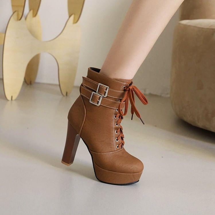 Block Heel Buckled Ankle Boots product image