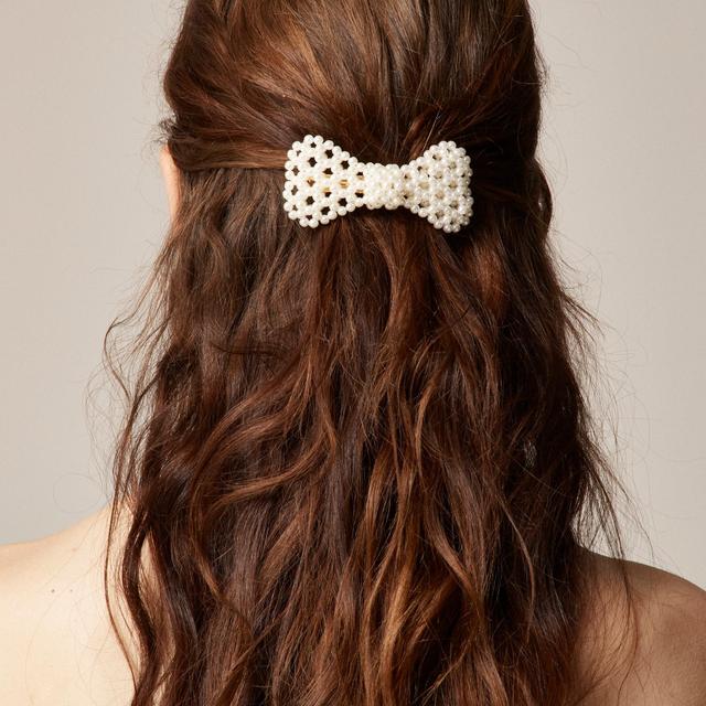 Pearl bow hair barrette Product Image