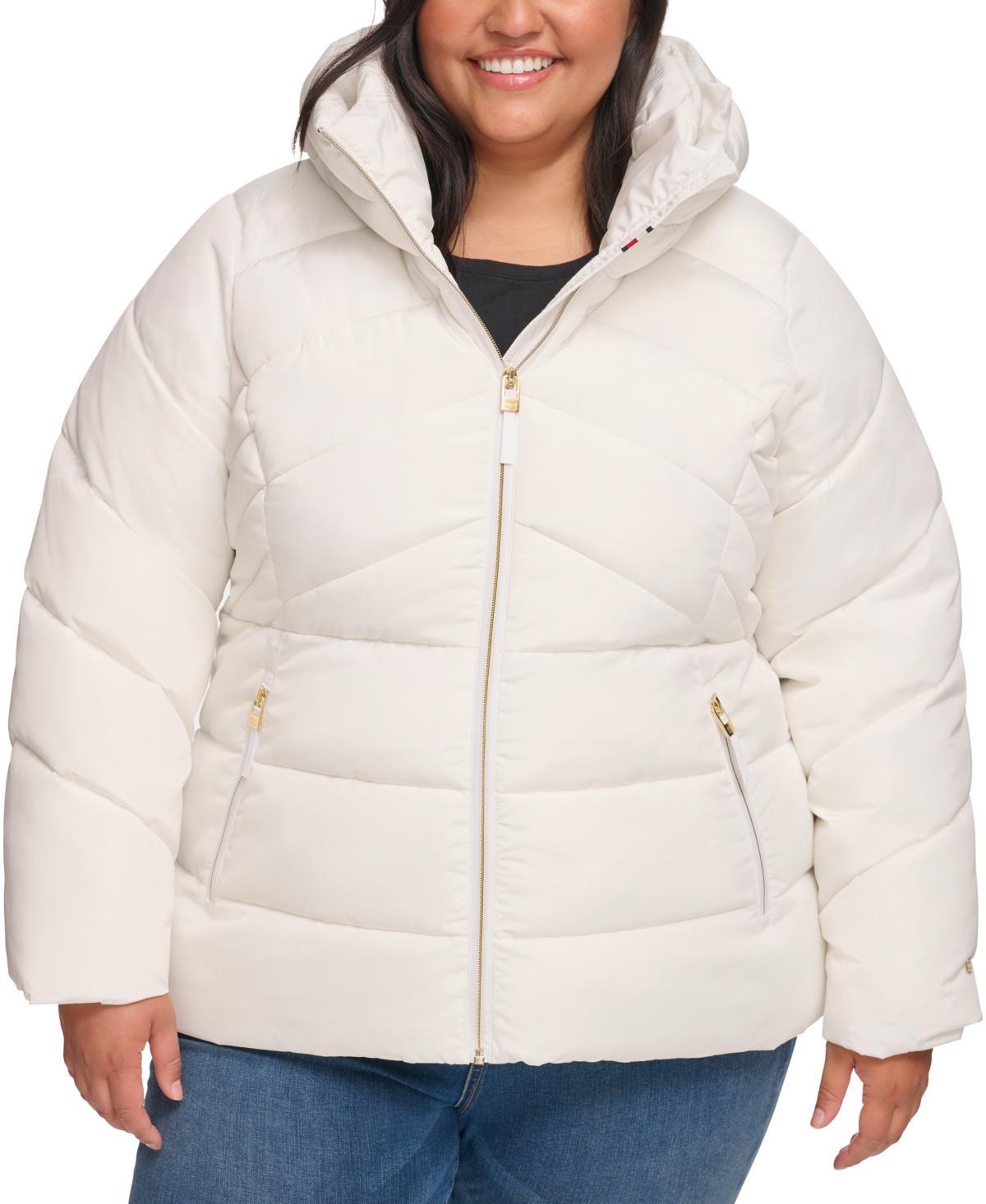 Tommy Hilfiger Womens Plus Size Hooded Puffer Coat Product Image