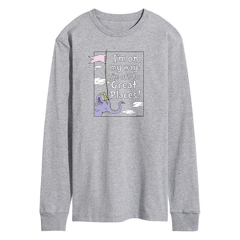 Mens Dr. Seuss Im On My Way Long Sleeve Tee Athletic Grey Product Image