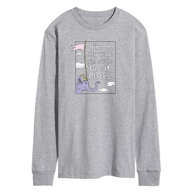 Mens Dr. Seuss Im On My Way Long Sleeve Tee Med Grey Product Image