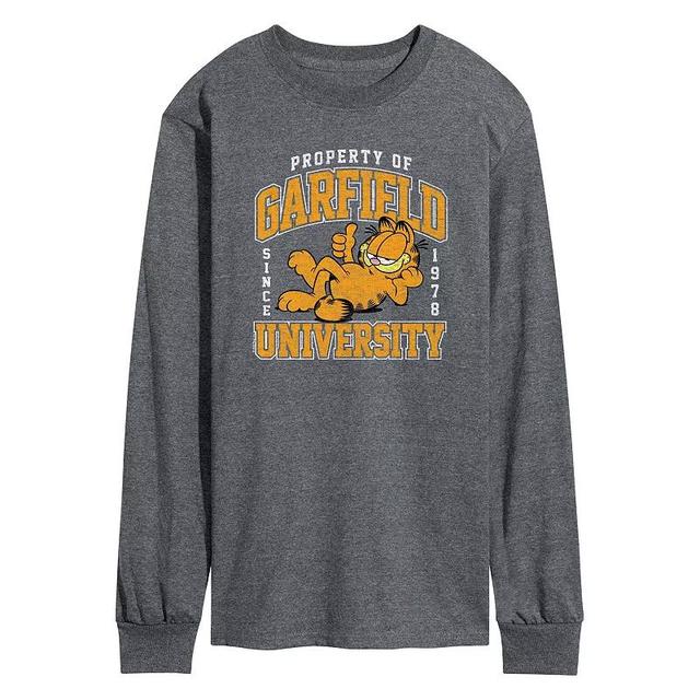 Mens Garfield Varsity Long Sleeve Graphic Tee Heather Grey Product Image