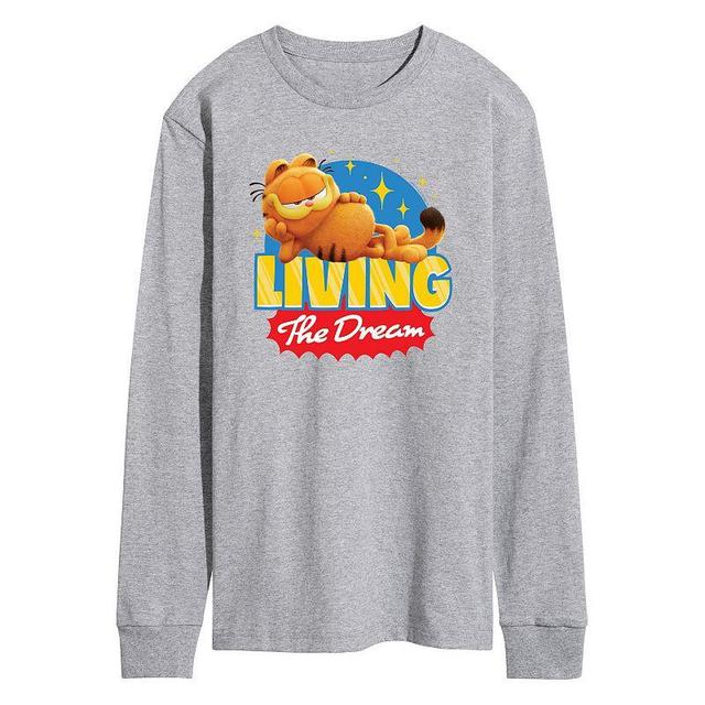 Mens Garfield The Movie Living The Dream Long Sleeve Graphic Tee Athletic Grey Product Image