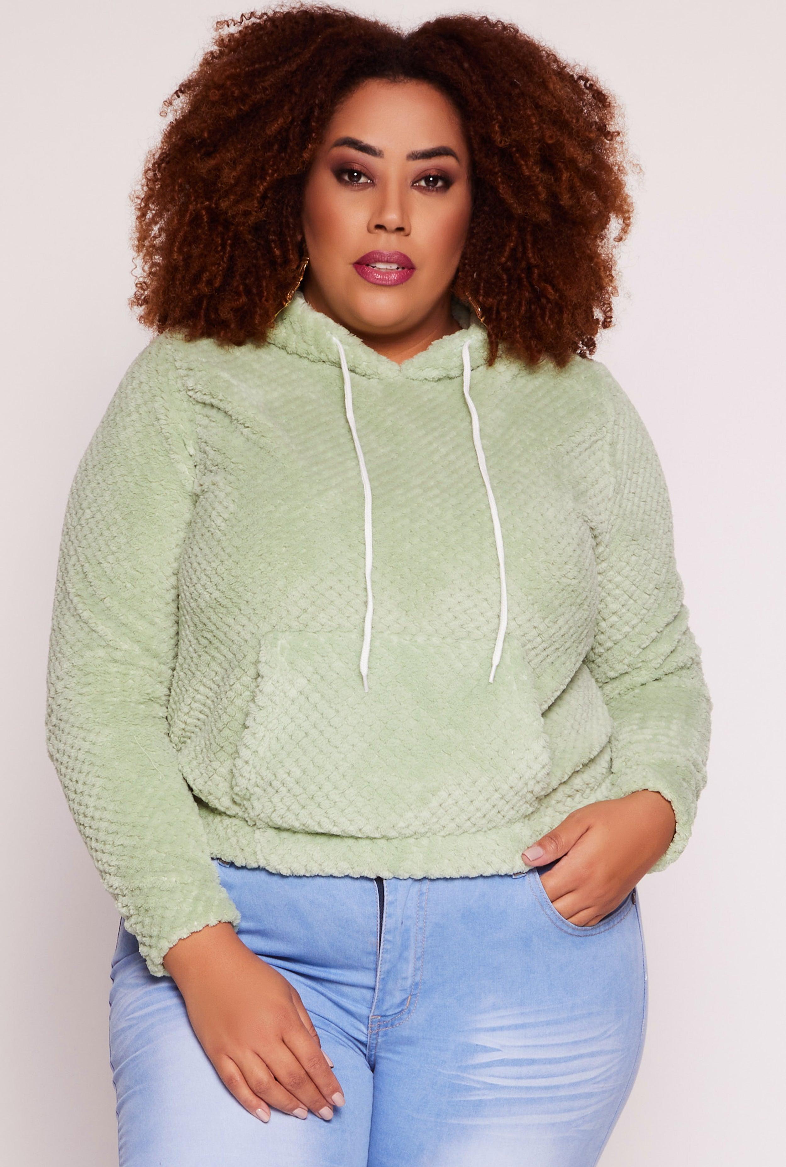 Womens Plus Size Quilted Plush Pullover Hoodie Product Image