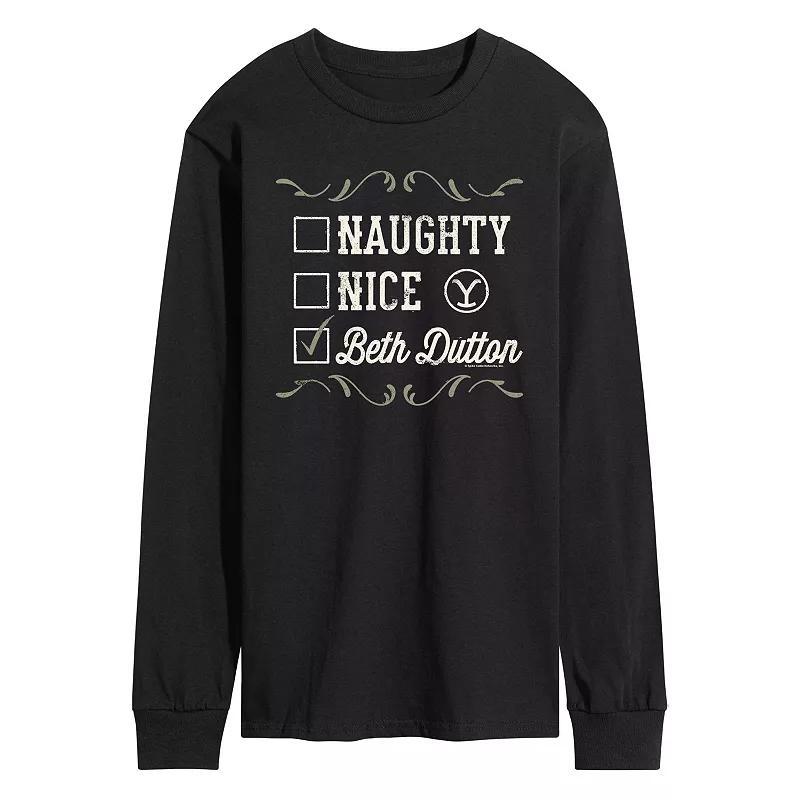 Mens Yellowstone Naughty Nice Beth Dutton Long Sleeve Tee Product Image