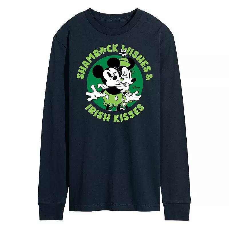 Disneys Mickey & Minnie Mouse Mens Shamrock Wishes Irish Kisses Long Sleeve Graphic Tee Product Image