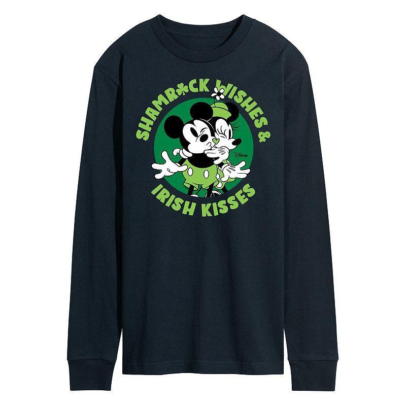 Disneys Mickey & Minnie Mouse Mens Shamrock Wishes Irish Kisses Long Sleeve Graphic Tee Product Image