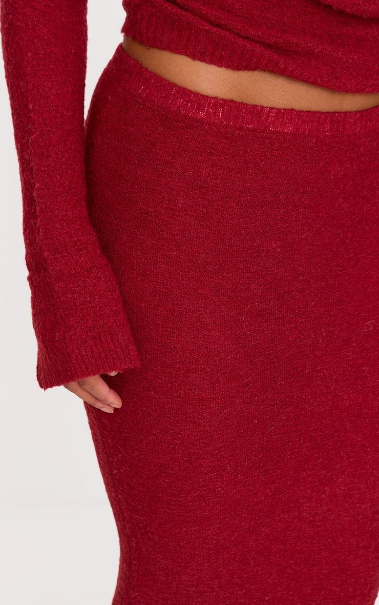 Burgundy Bobble Knit Maxi Skirt Product Image