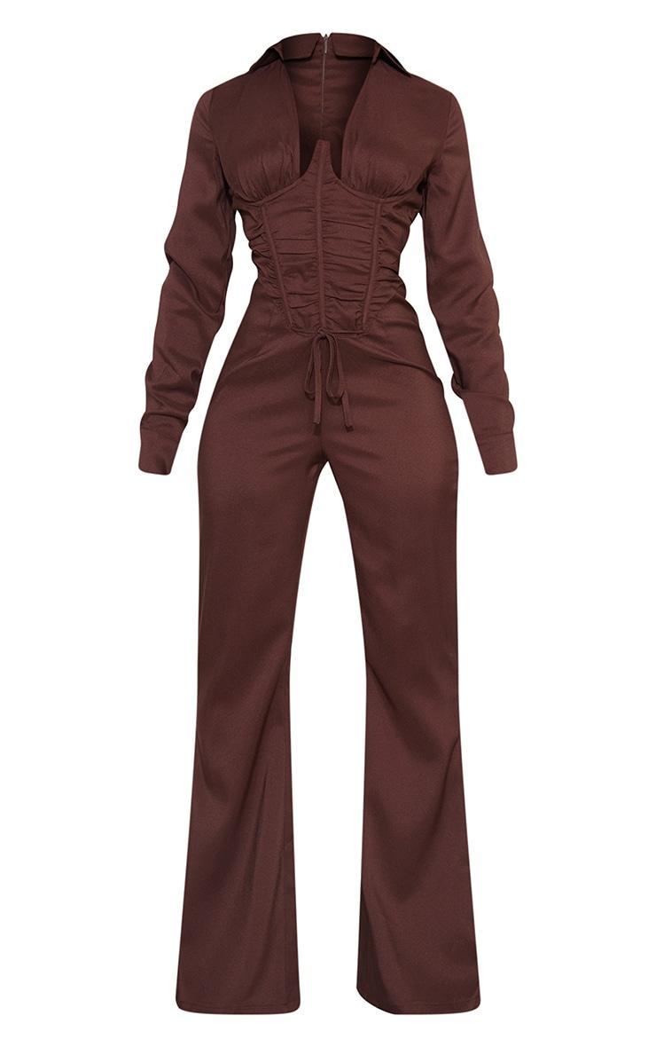 Chocolate Underwire Ruched Collar Detail Jumpsuit Product Image