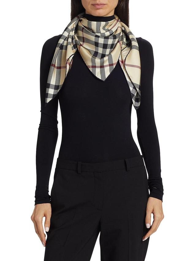 Womens Check Silk Scarf Product Image