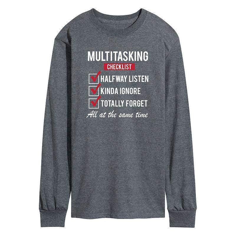 Mens Multitasking Checklist Long Sleeve Tee Product Image