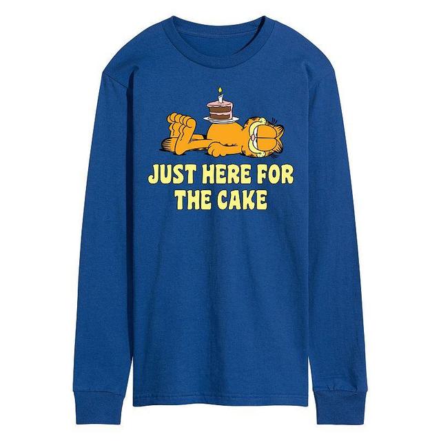 Mens Garfield Just Here For Cake Long Sleeve Graphic Tee Med Blue Product Image