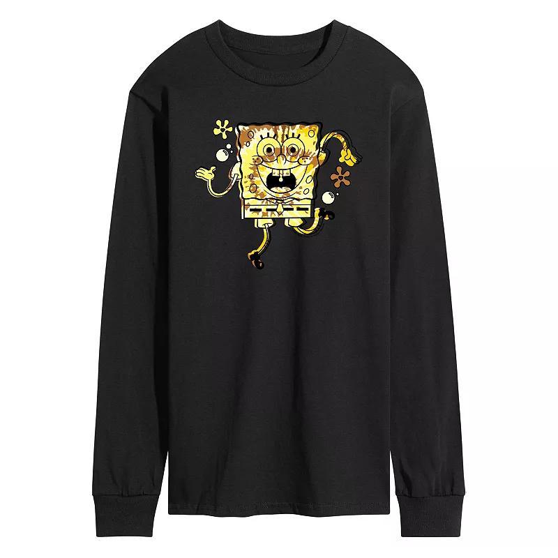 Mens SpongeBob SquarePants Tie Dye SpongeBob Long Sleeve Graphic Tee Product Image