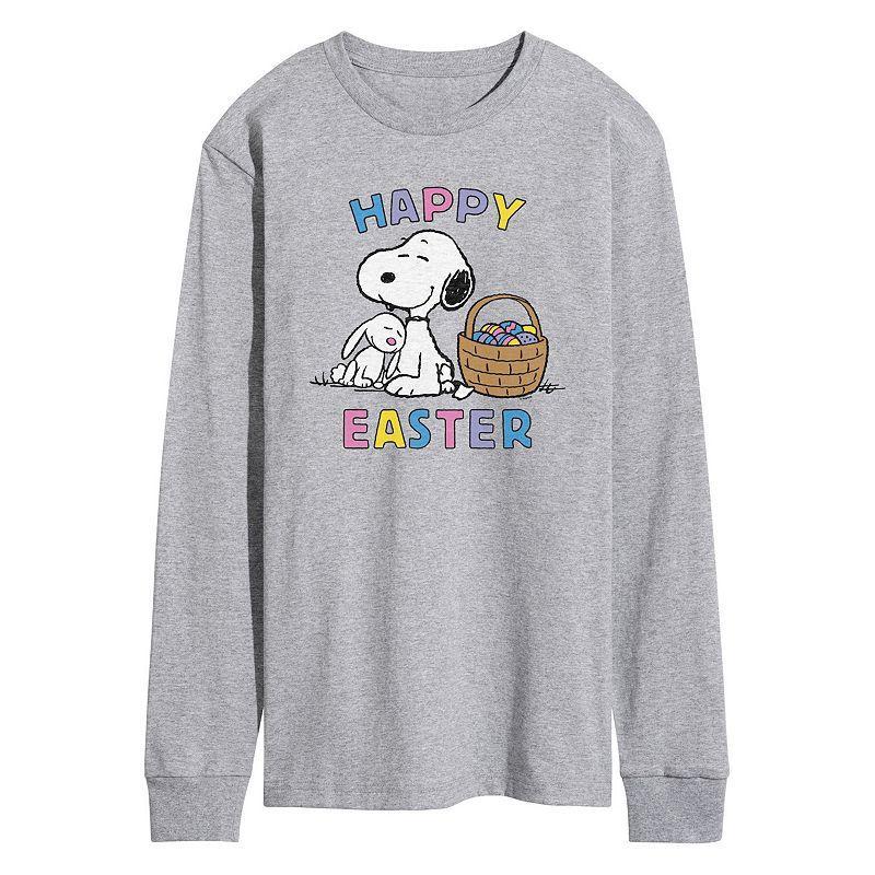 Mens Peanuts Snoopy And Bunny Long Sleeve Graphic Tee Grey Gray Product Image