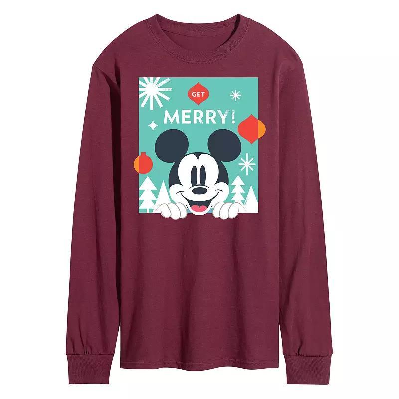 Disneys Mens Mickey Mouse Get Merry Long-sleeved Tee Grey Product Image