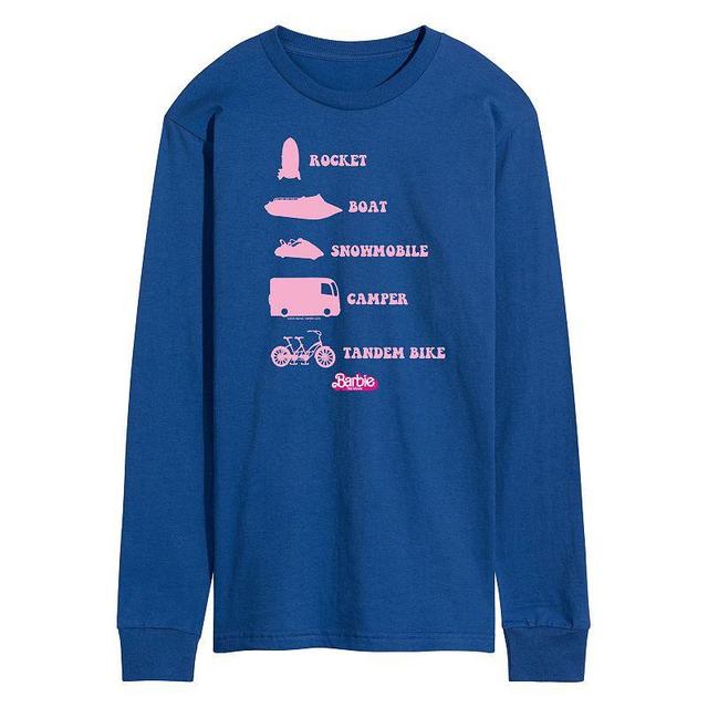 Mens Barbie Theatrical Vehicles Long Sleeve Graphic Tee Blue Product Image