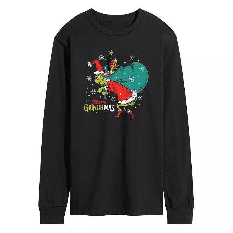 Mens Dr. Seuss The Grinch Merry Grinchmas Toy Bag Long Sleeve Graphic Tee Product Image