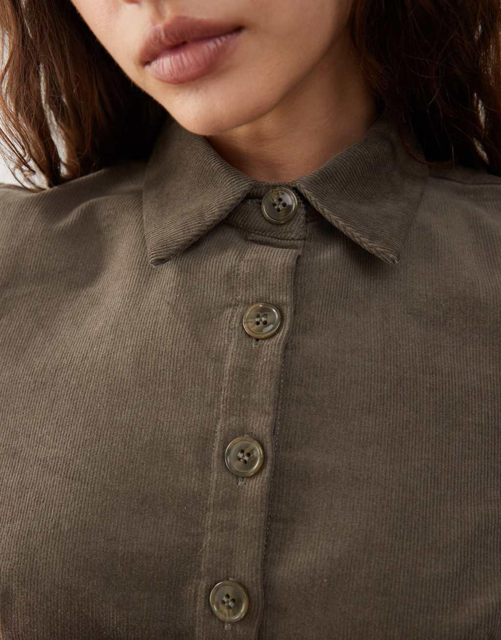 Motel samas fitted corduroy shirt in taupe Product Image