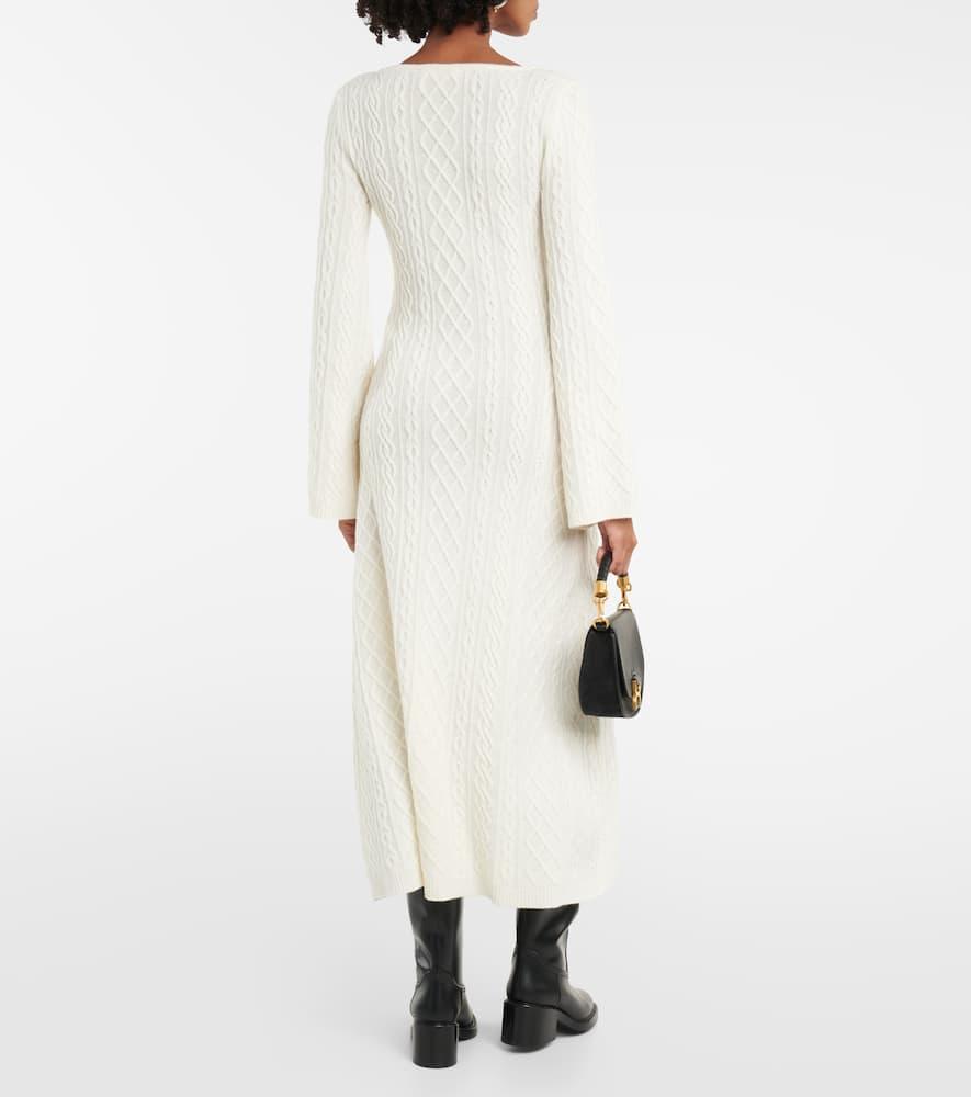 CHLOÉ Cable-knit Wool And Cashmere Midi Dress In Neutrals Product Image