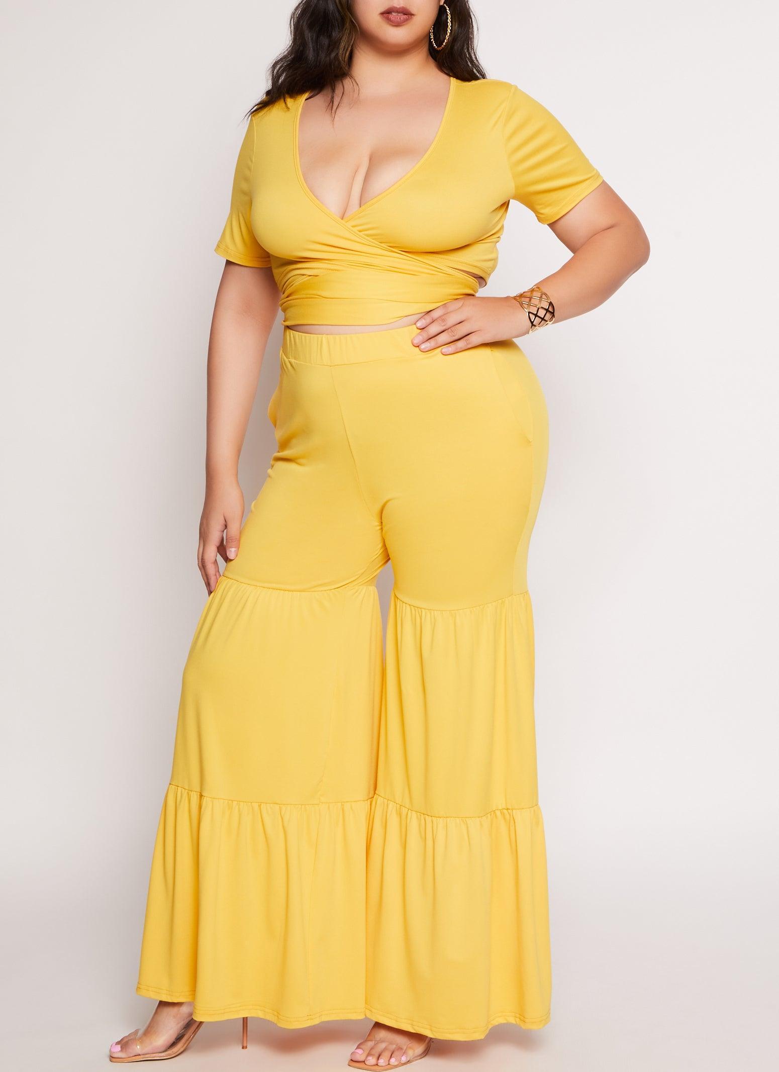 Womens Plus Size Tiered Pants Product Image