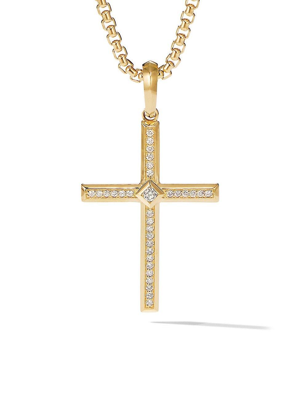 Womens Modern Renaissance Cross Pendant in 18K Yellow Gold Product Image