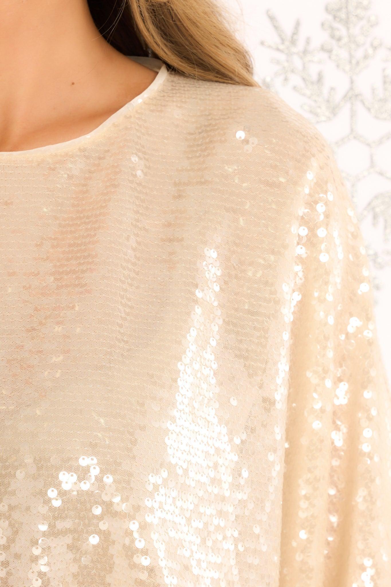 Night Of Nights Ivory Sequin Top White Product Image