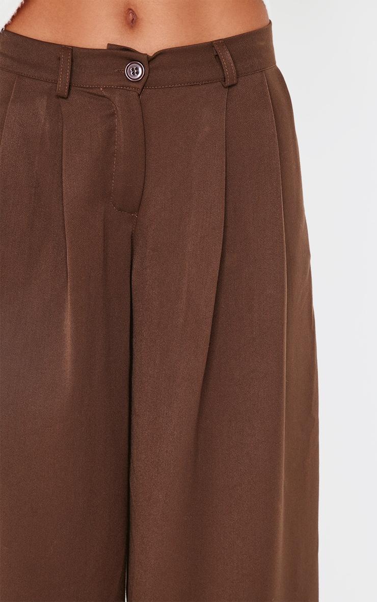 Chocolate Mid Rise Wide Leg Woven Pants Product Image