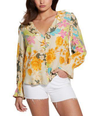 Women's Toni Ruffled V-Neck Long-Sleeve Top Product Image