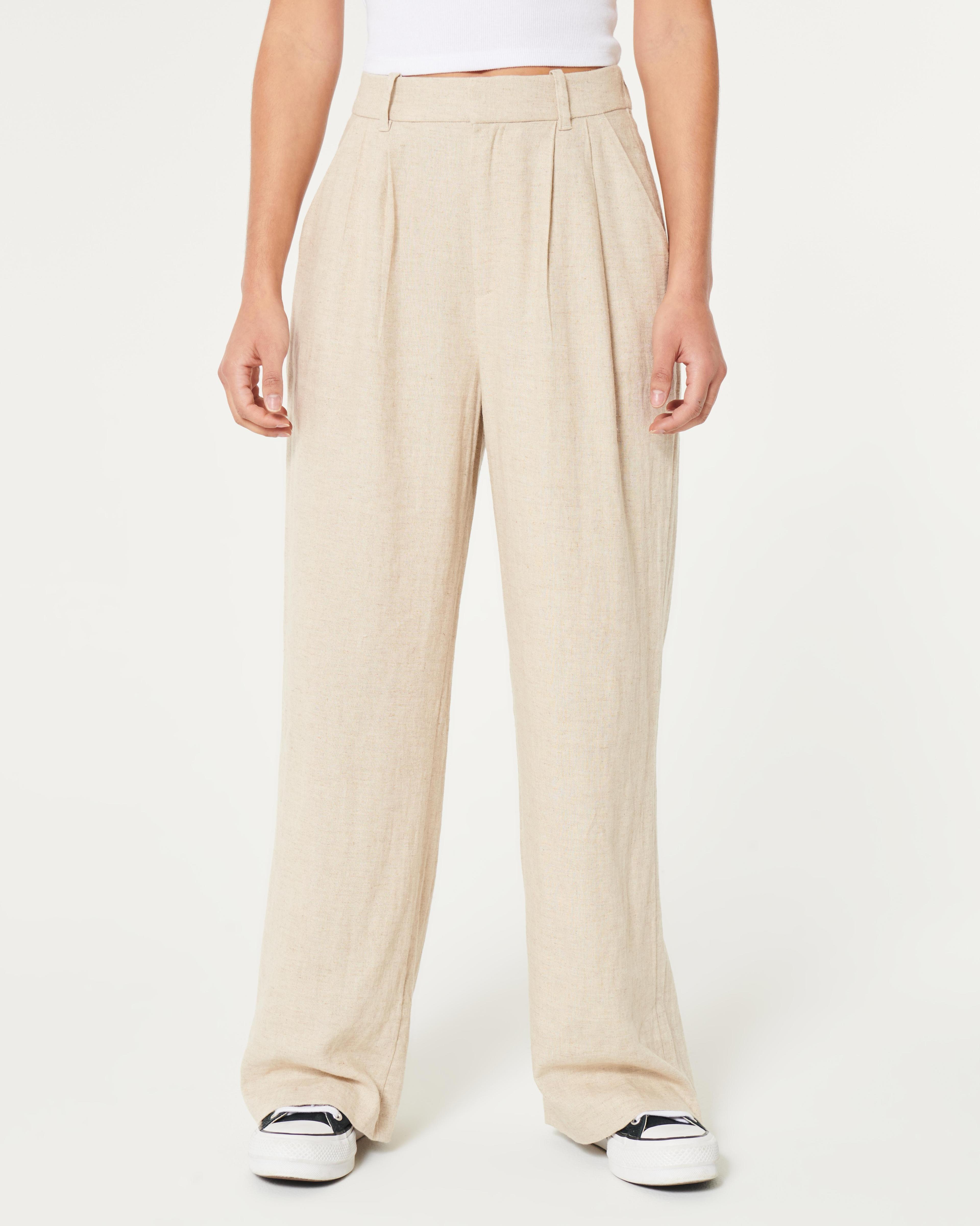 Hollister Livvy Ultra High-Rise Linen-Blend Wide-Leg Pants Product Image