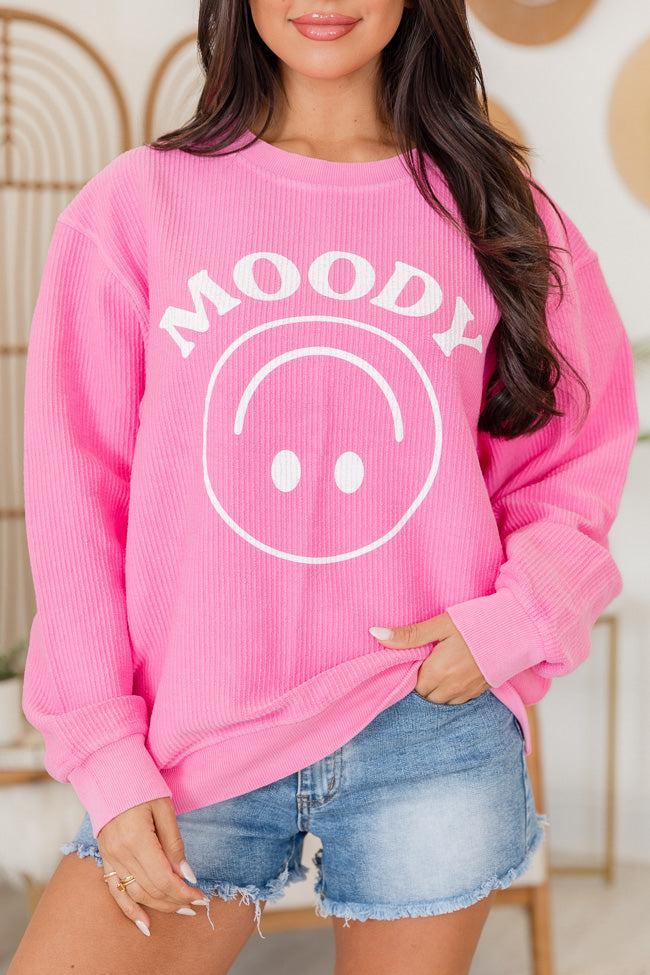 Moody Smiley Hot Pink Corded Graphic Sweatshirt FINAL SALE Product Image