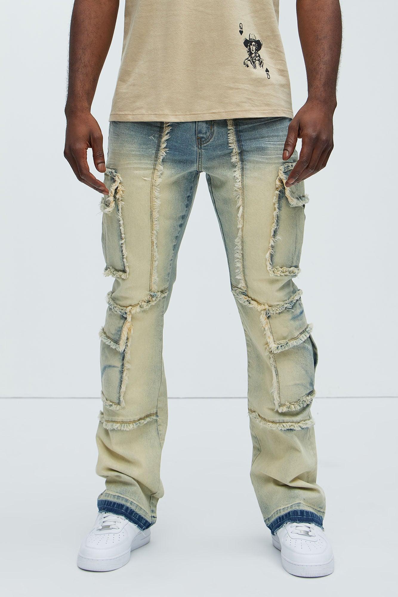 Shout Out Fray Stacked Skinny Flare Jeans - Medium Wash Product Image