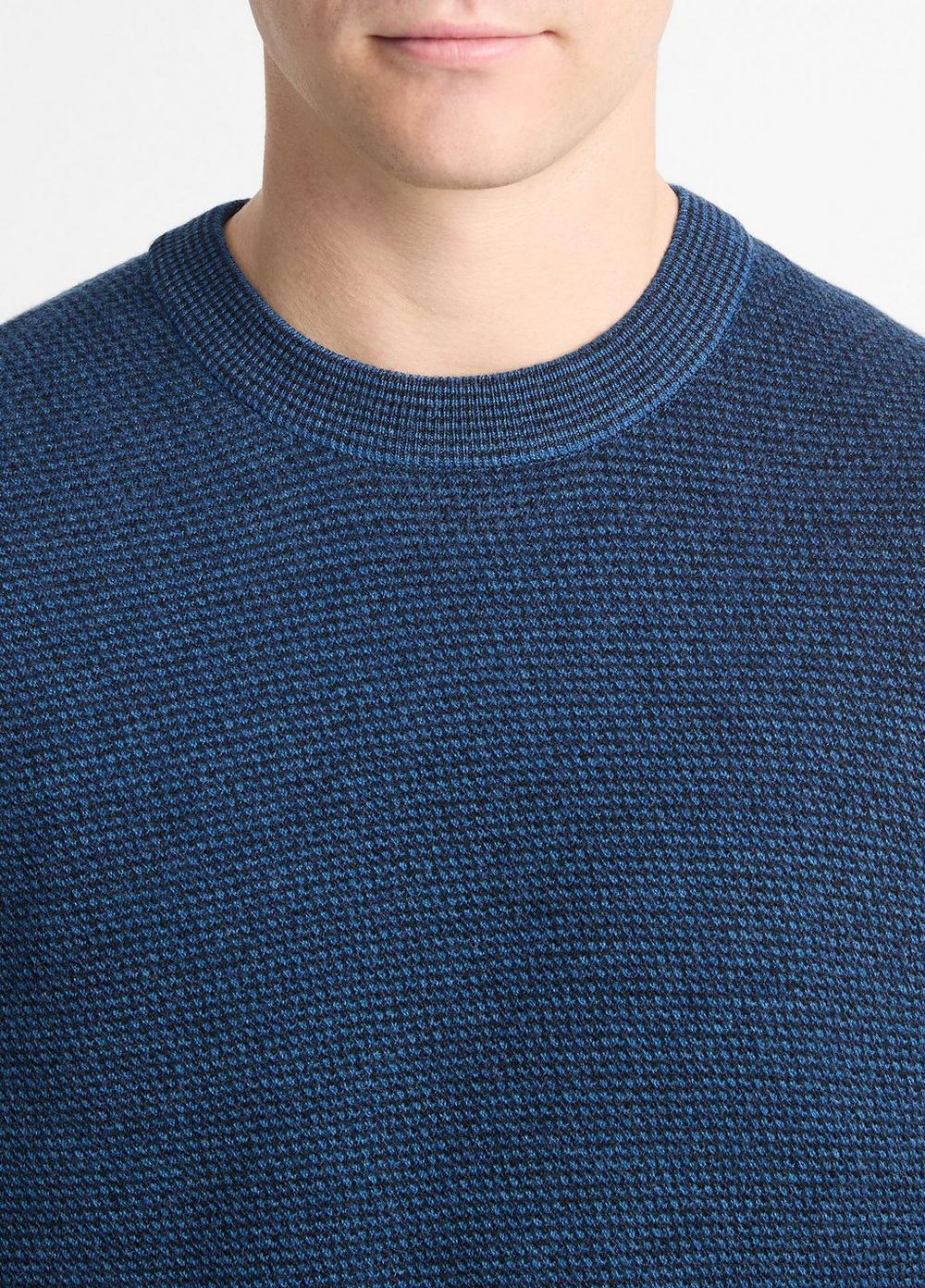 Mens Two-tone Merino Wool Mesh Sweater, Shaded Teal/coastal Blue, Size L Vince Product Image