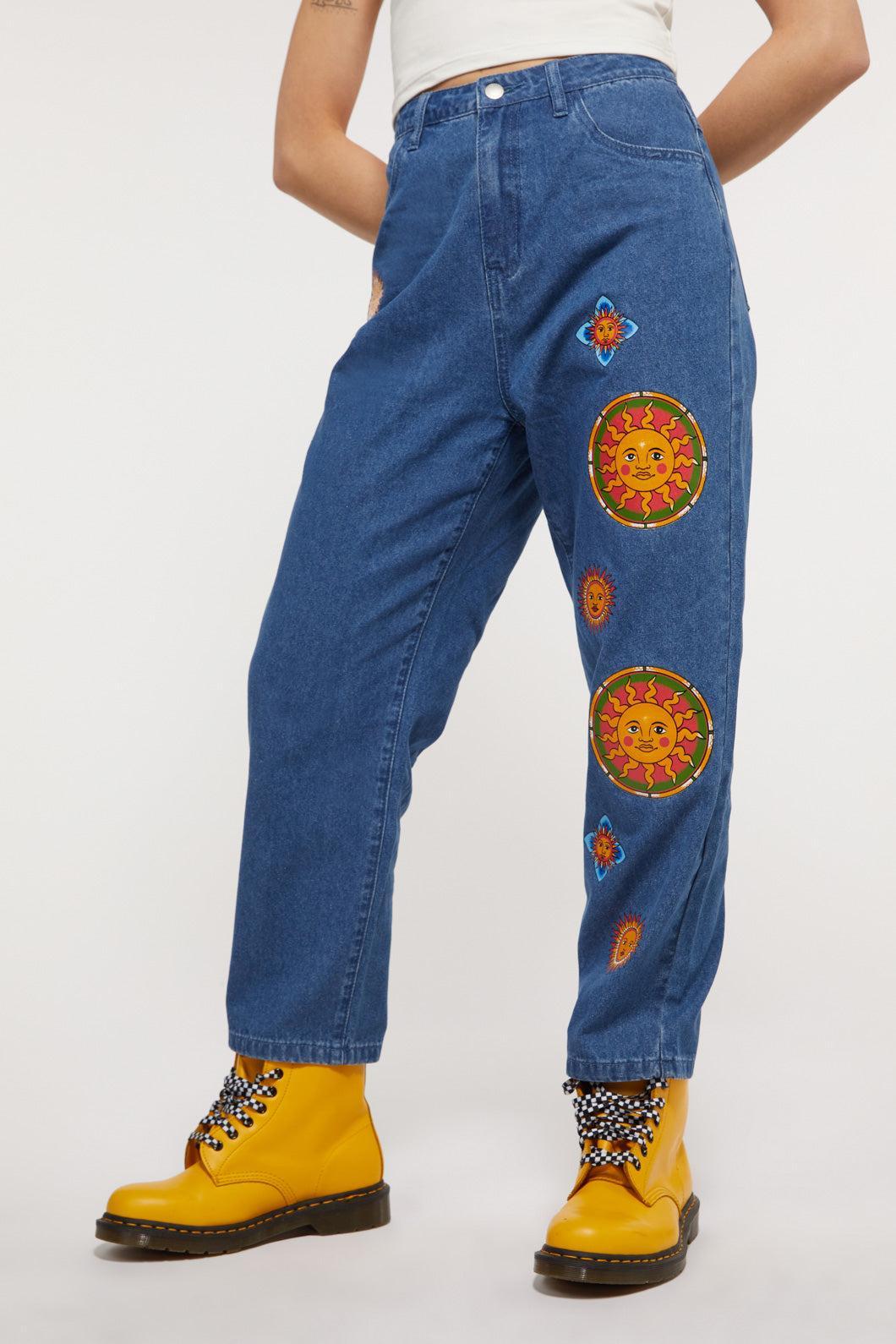 Denim Sun Print Jean Product Image