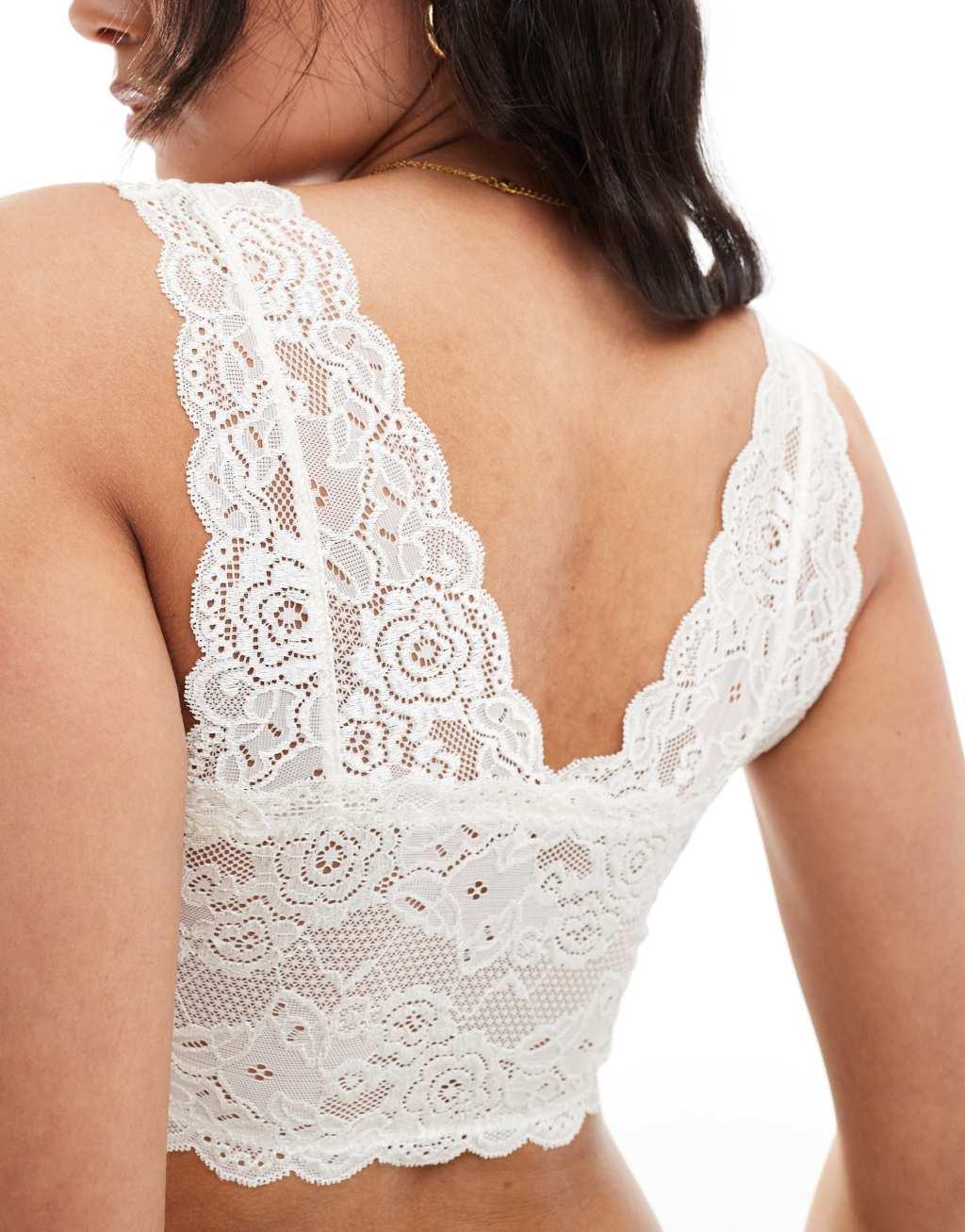 ONLY cropped lace bralet in white  Product Image