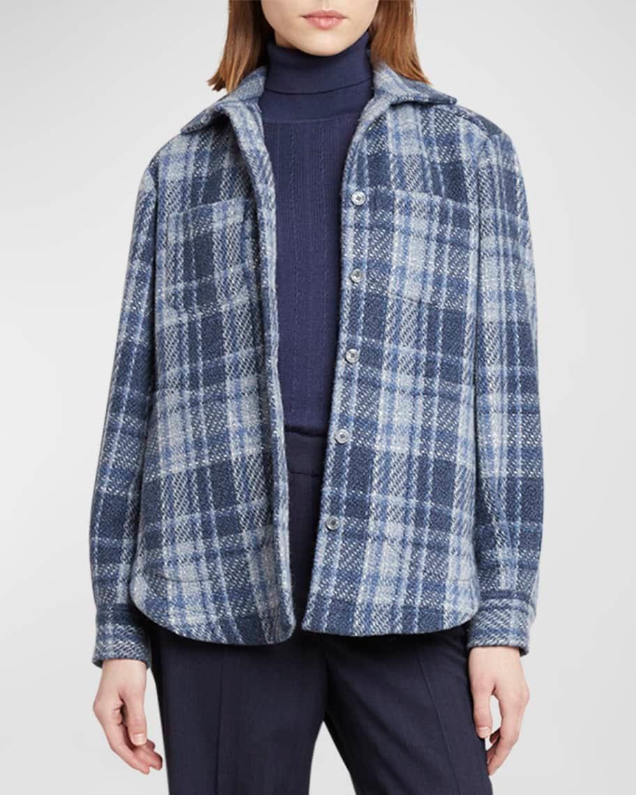 Plaid Cashmere Shirt Jacket Product Image