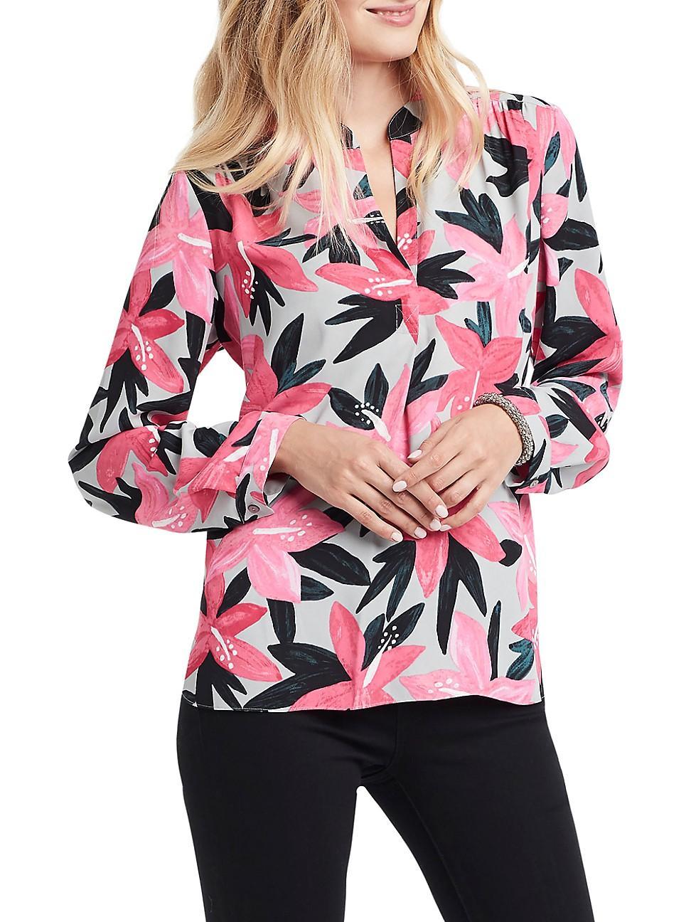 Womens Poinsettia Woven Blouse - Pink Multi - Size XS Product Image