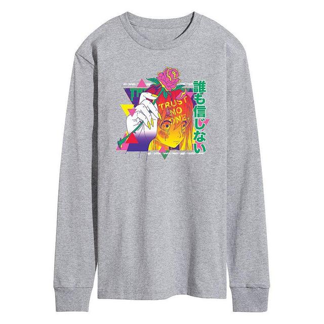 Mens Anime Trust No One Long Sleeve Tee Med Grey Product Image