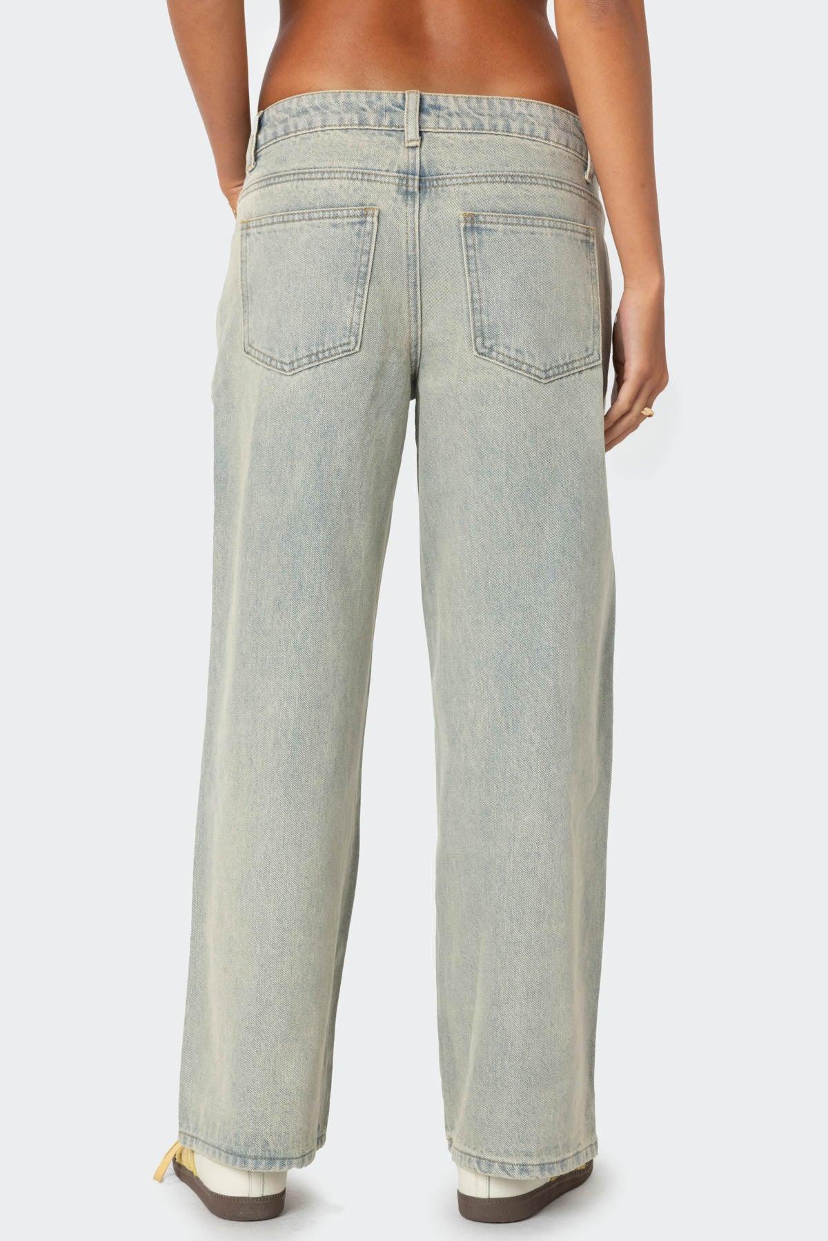 Petite Magda Low Rise Acid Wash Jeans Product Image