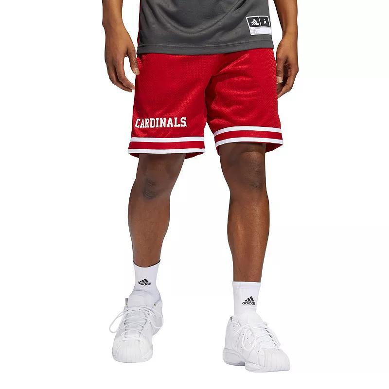 Mens adidas Red Louisville Cardinals Reverse Retro Basketball Shorts Product Image