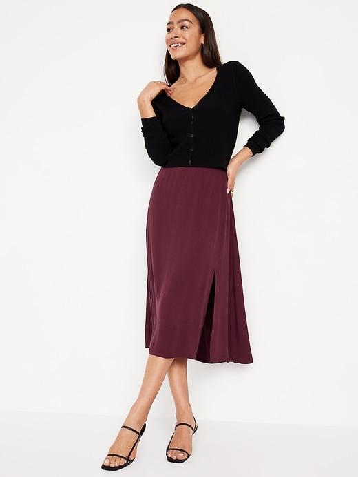 Smocked-Waist Midi Skirt Product Image