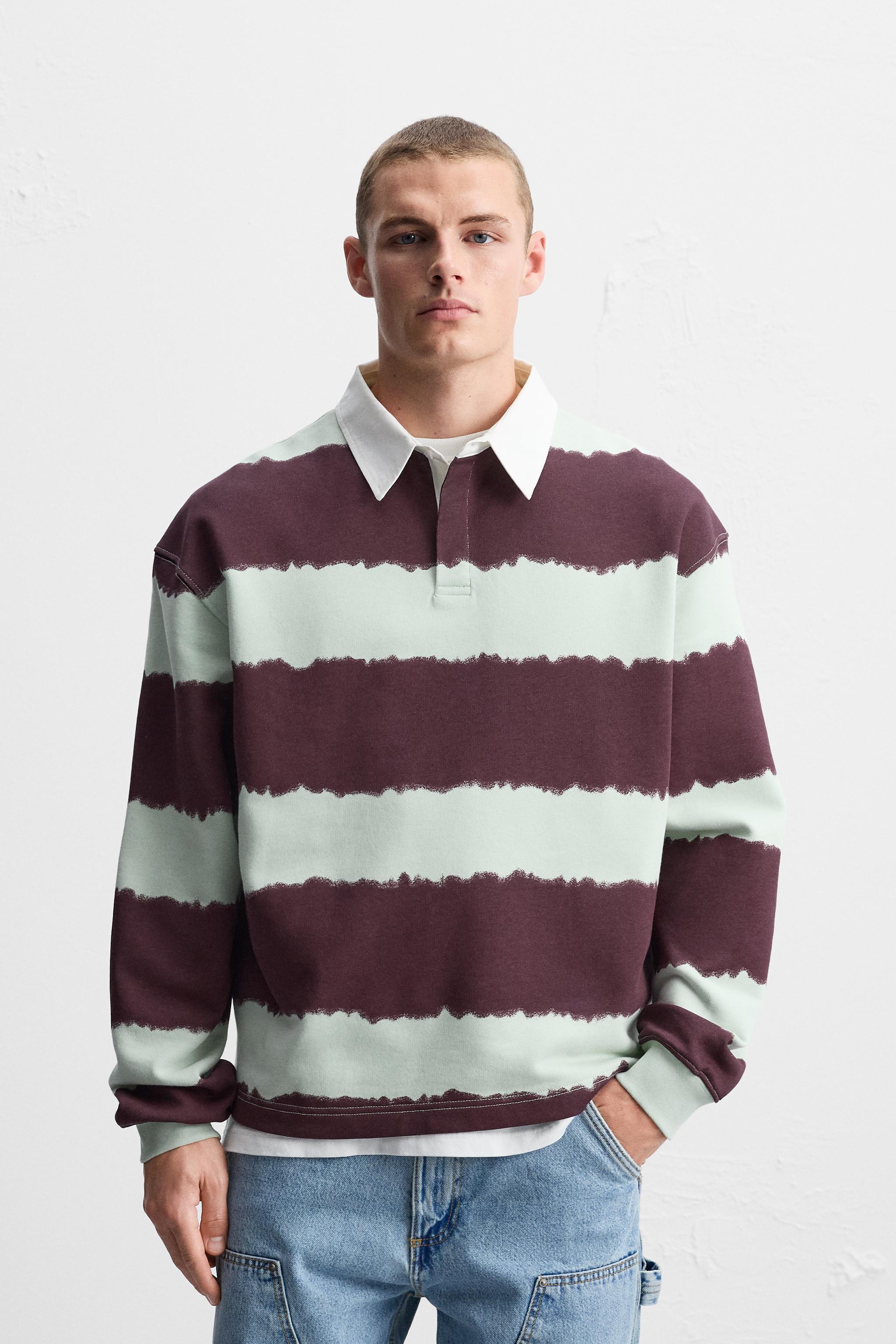 STRIPED TIE-DYE PRINT POLO SHIRT Product Image