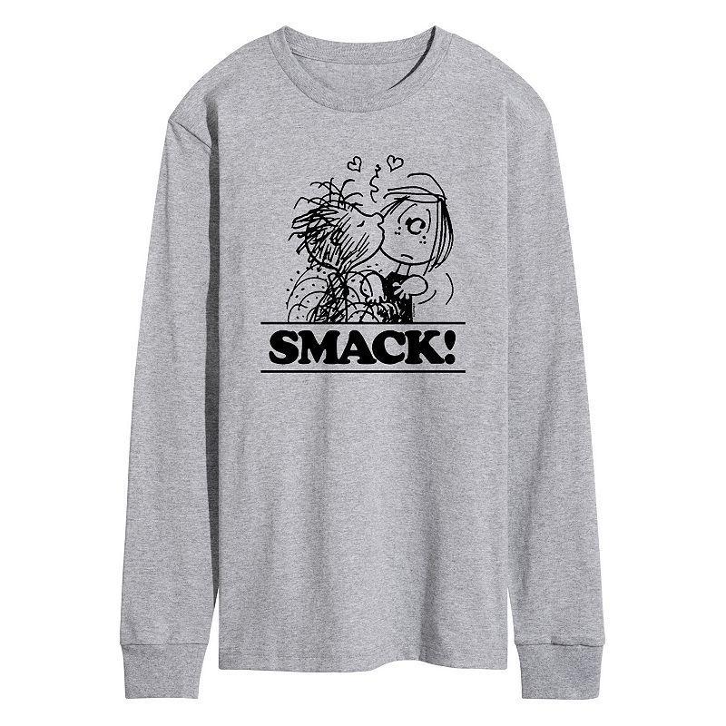 Mens Peanuts Pigpen Peppermint Patty Smack Long Sleeve Graphic Tee Grey Gray Product Image