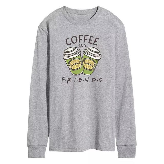 Mens Friends Coffee Better With Friends Long Sleeve Graphic Tee Grey Gray Product Image