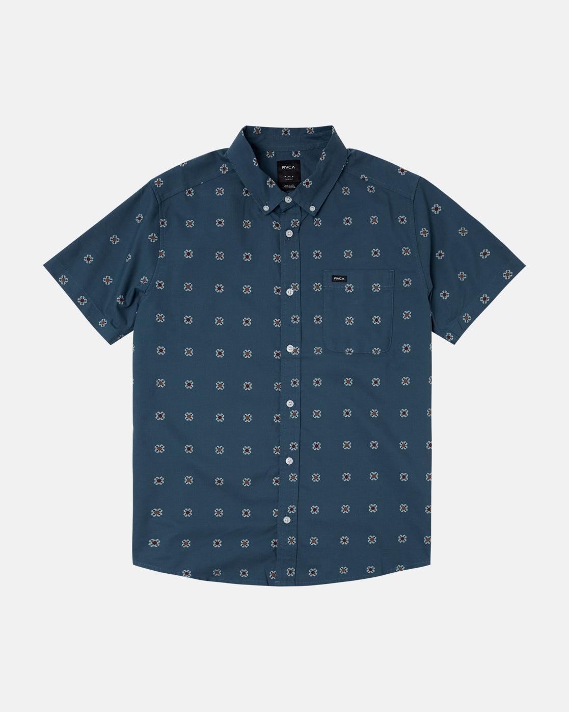 Thatll Do Print Short Sleeve Woven Shirt - Duck Blue Product Image