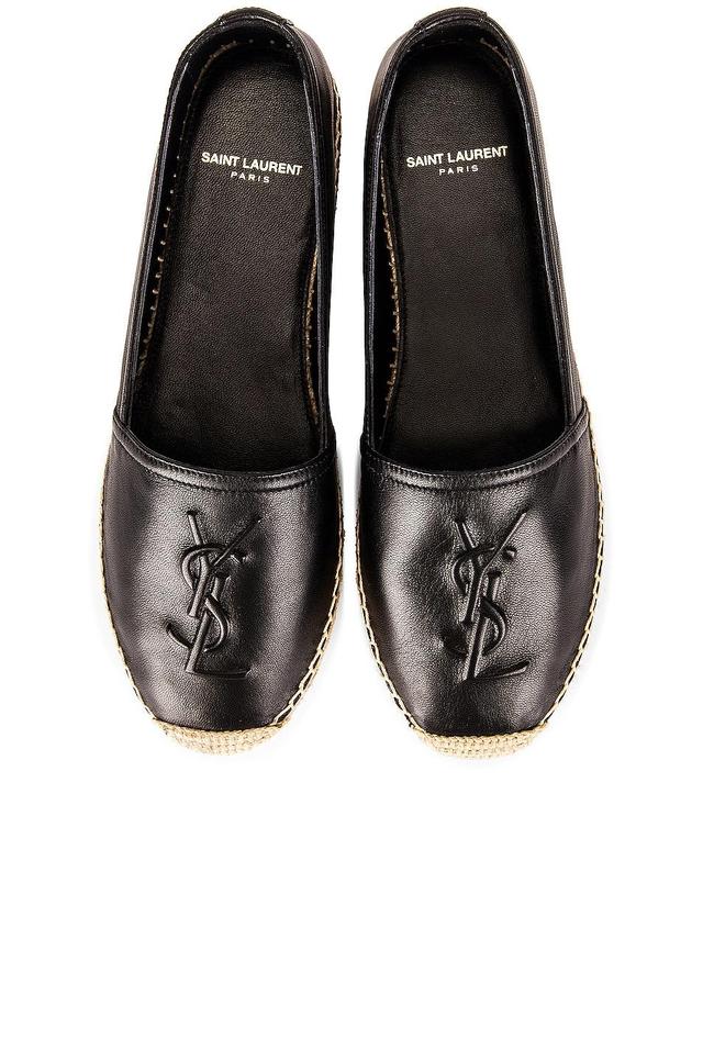 Saint Laurent Logo Flat Espadrille in Black - Black. Size 40 (also in 35, 35.5, 36, 36.5, 37, 37.5, 38, 38.5, 39.5, 41). Product Image