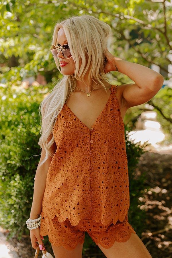 Under The Tucson Sun Crochet Top in Rust Product Image