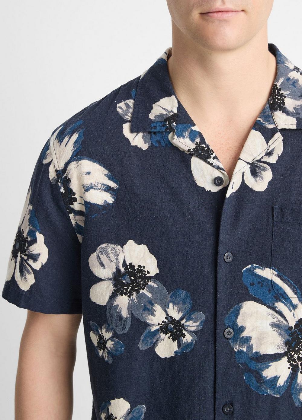 Blossoms Linen-Blend Button-Front Shirt Product Image