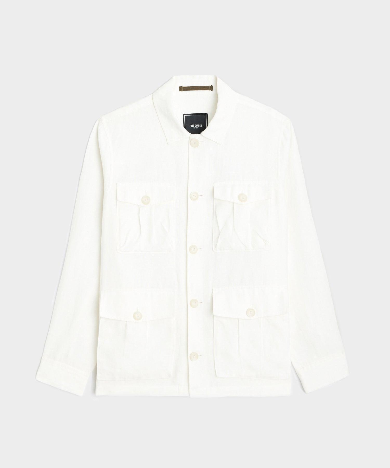 Irish Linen Field Jacket in White Product Image